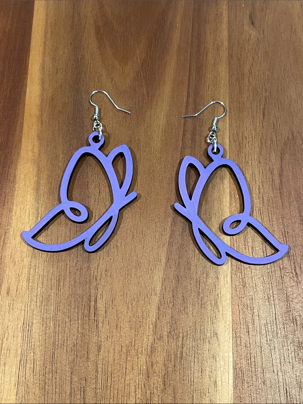 Lavender Butterfly Line Drop Earrings - Women Jewelry Earrings